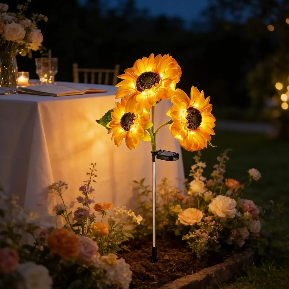 3 Heads LED Solar Simulation Sunflower Light Garden Yard Lawn Night Lights Landscape Lamp Home Decoration Christmas Flower Light Zpaxo