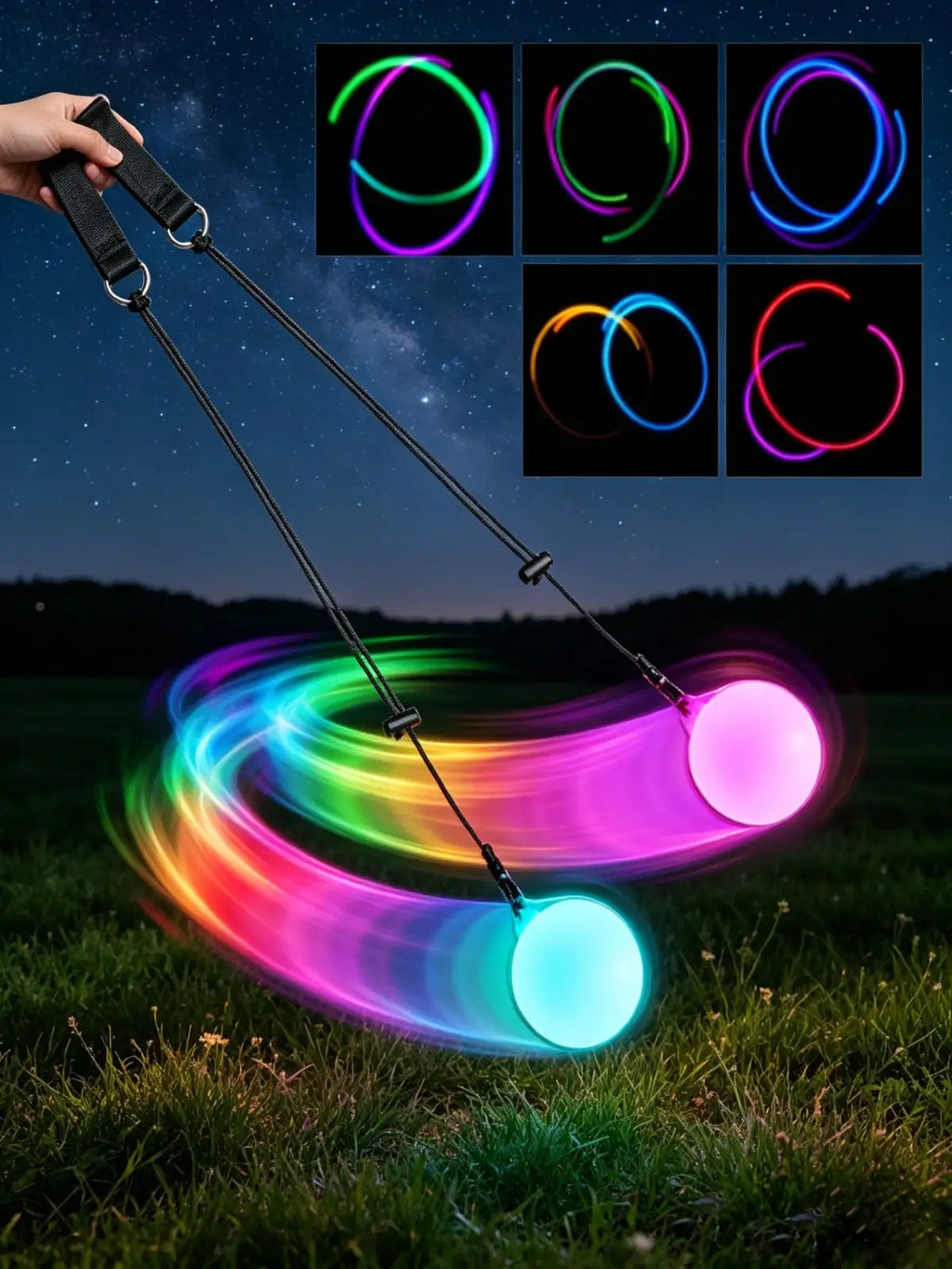 Soft-light Rotating POI Ball LED Luminous Rainbow Gradient High-speed
