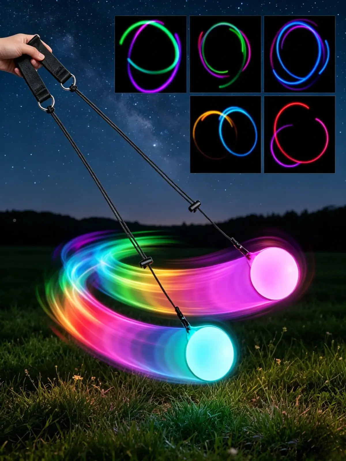 Soft-light Rotating POI Ball LED Luminous Rainbow Gradient High-speed