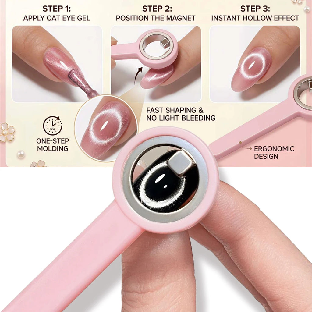 Ring Cat Eye Magnet With Silicone Handle Hollow Hole Magnetic Tool for Nail Art Beginner-Friendly Strong Magnetism Force Helper Zpaxo