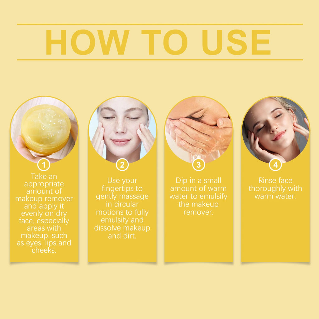 Ginger Lemon Makeup Remover Cleansing Facial Non-Tightening Gentle Makeup Face Eye Lip Makeup Remover Turmeric Cleansing Balm Zpaxo