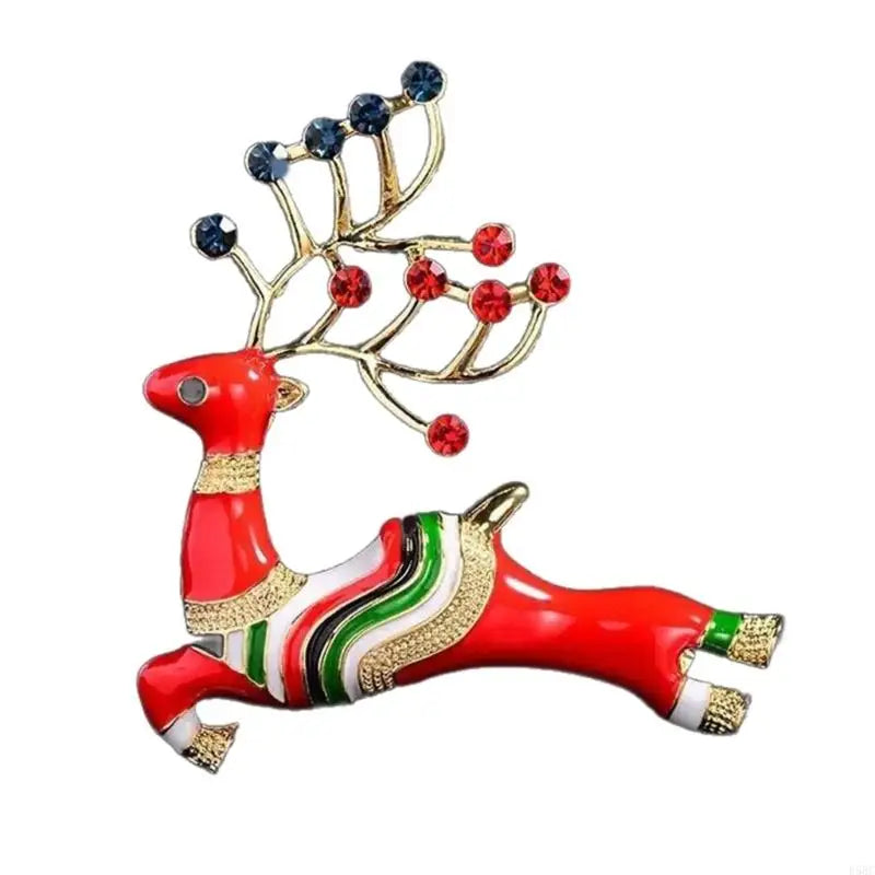 Christmas Deer Brooch Lapel Pin Rhinestones Reindeer Women Breastpin