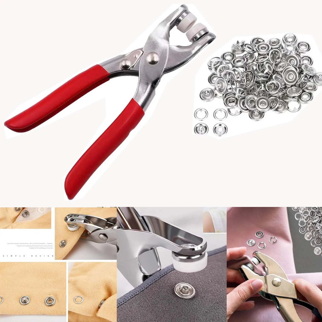 400pcs Prong Rings 9.5mm Buckle Buttons Metal Tool Kit Perfect for DIY Crafts Clothes Hats and Sewing Zpaxo
