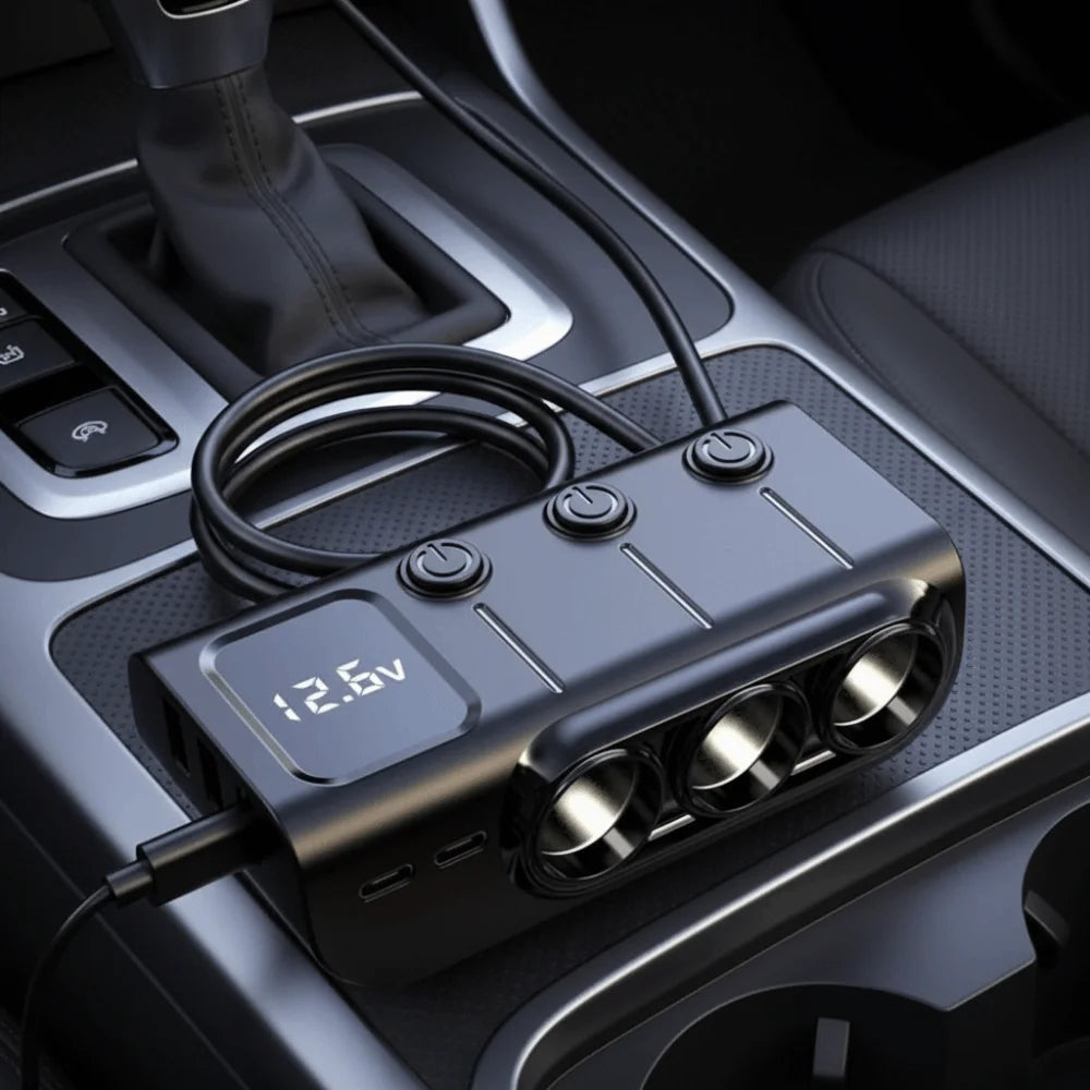 12V/24V Car Inverter Fast Charger Dual USB Car Socket Splitter LED Voltage Display Multi Ports Car Charger Adapter Dashcam Zpaxo