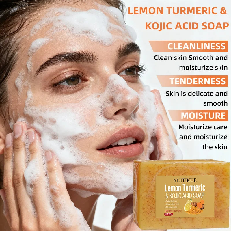 Lemon Turmeric Kojic Acid Brightening Soap 100g – All Skin Types Brightening Bar Soap Zpaxo