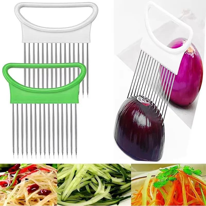 Stainless Steel Onion Holder & Vegetable Slicing Fork