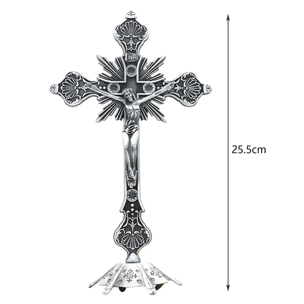 Jesus Crucifix Collection Catholic Figurine Standing Crucifix for Christian Decoration Home Decor Tabletop Chapel Prayers Zpaxo