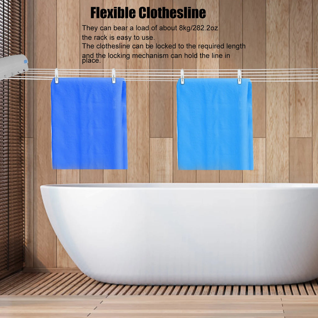 Telescopic Retractable Clothesline Clothes Drying Rope Hanger Indoor