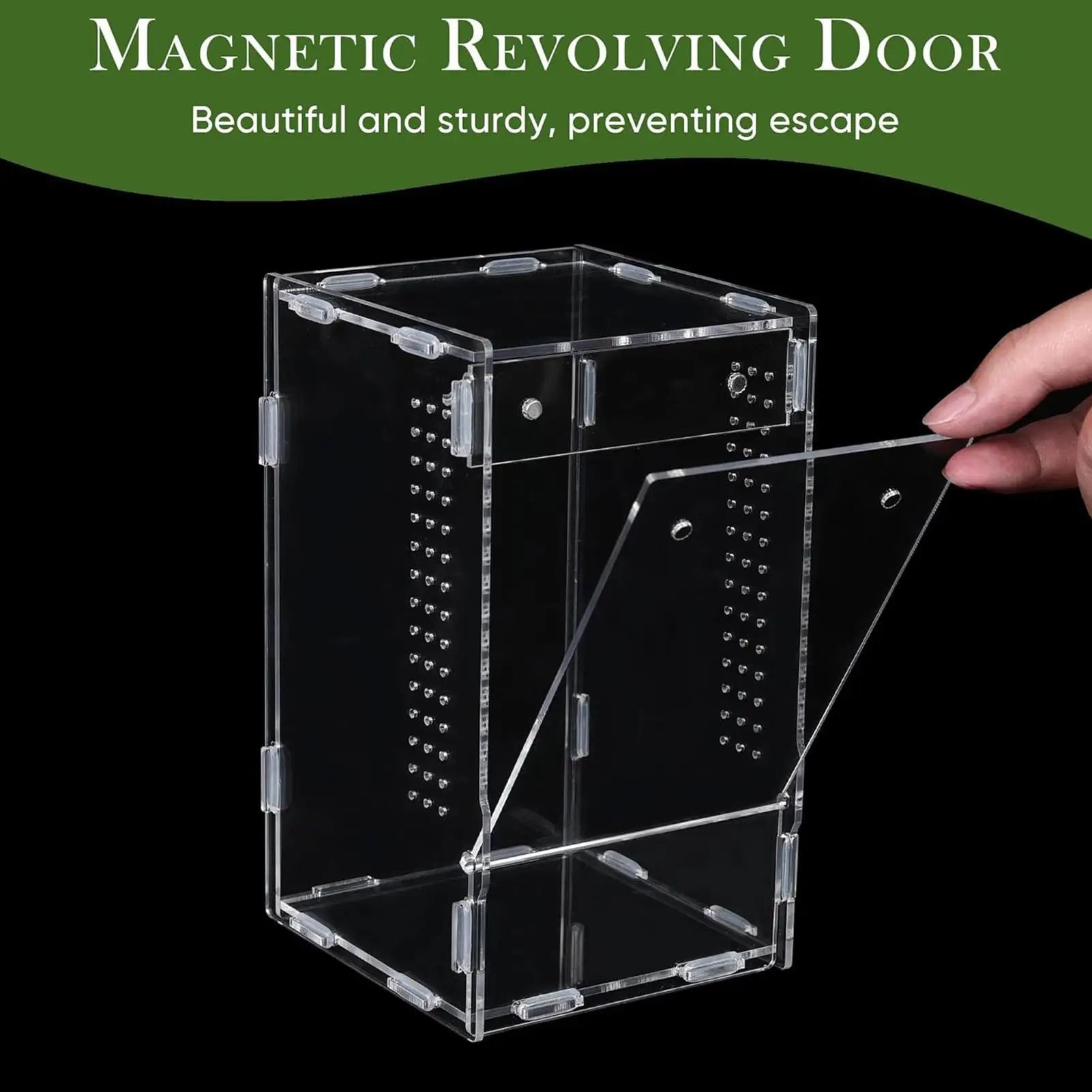 Reptile Enclosure Front Opening Escape Proof Habitat Acrylic Jumping