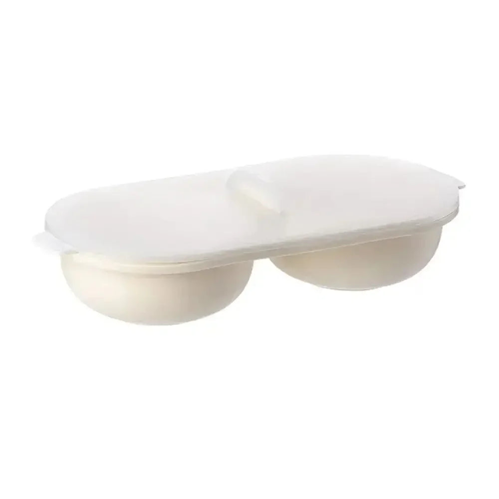 Microwave Egg Poacher Double-Cup BPA-Free Egg Boiler Mold Microwave Egg Poacher Zpaxo B-Beige