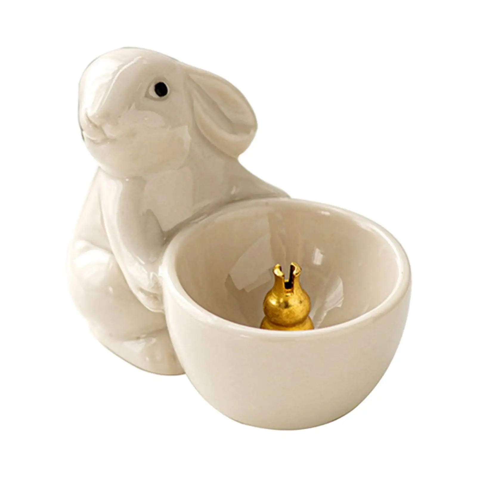 Cute Rabbit Incense Holder New Year Gift Ceramic Aroma Ornaments Incense Burner for Yoga Cabinet Living Room SPA Tea Table Zpaxo WHITE