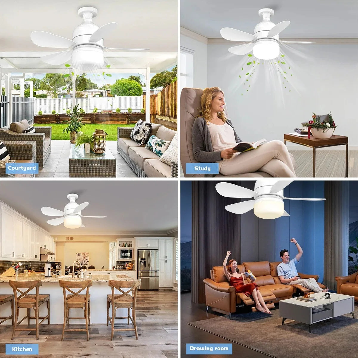 Indoor Fan Light Bulb Dimmable LED Ceiling Fans Lights Remote Zpaxo