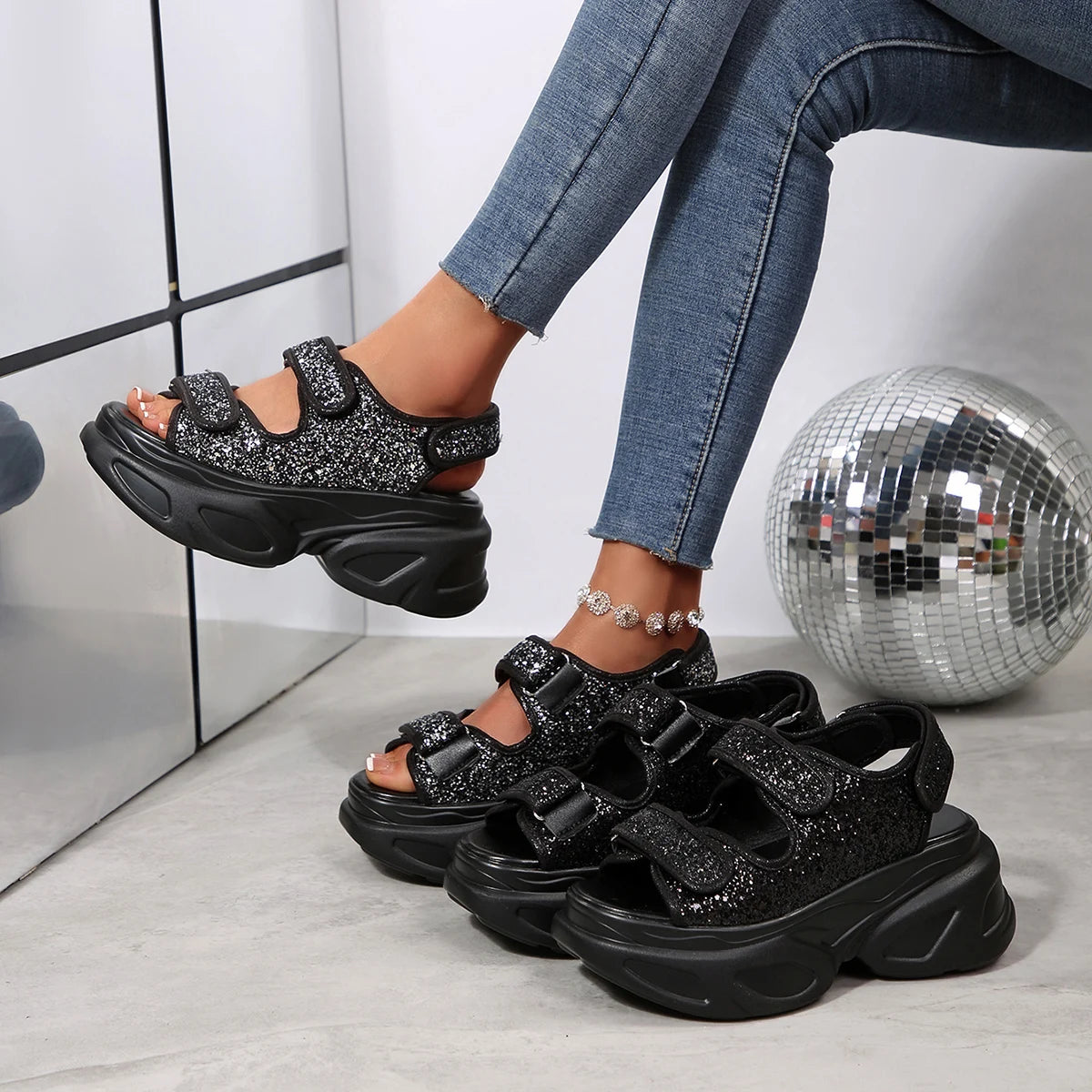 2025 New Women Wedge Sandals Summer Fashion Thick Sandals Trend Casual Shoes Increased Wear Lightweight Beach Shoes for Women Zpaxo