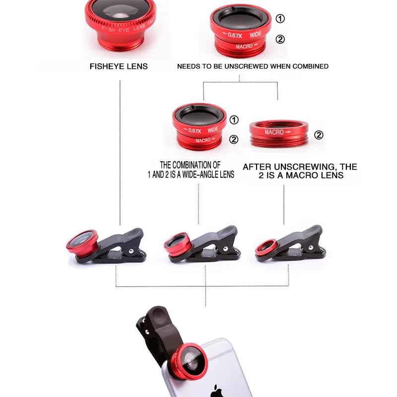 3in1 Fisheye Phone Lens 0 67X Wide Angle Zoom Iphone Ipad Xiaomi Fish Zpaxo