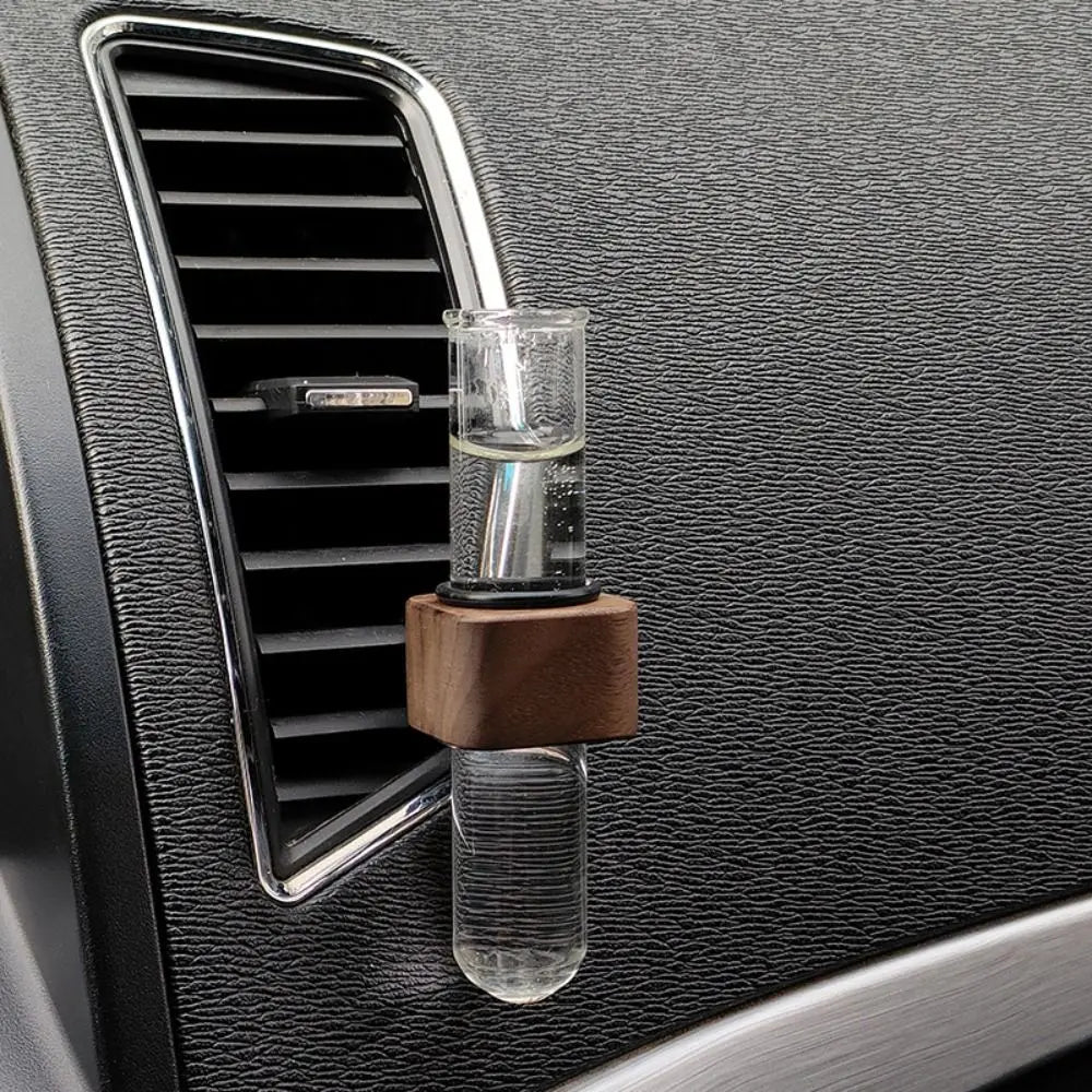 Secure Mini Car Flower Vase Clip Creative Elegant Vent Walnut Glass Zpaxo