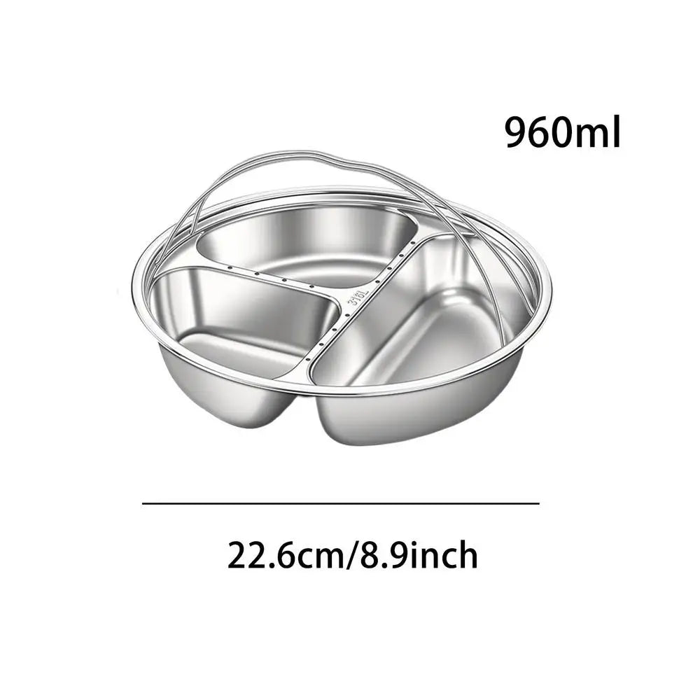 5-Grid Divided Stainless Steel Serving Tray | Snack & Fruit Plate Divided Serving Tray Zpaxo 960ml