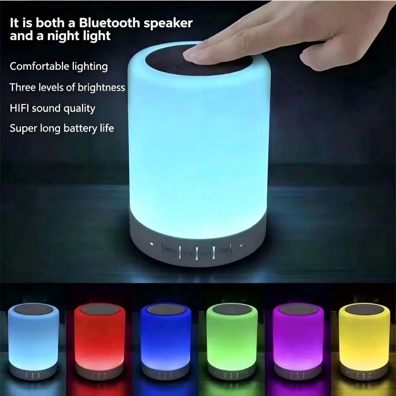 Touch Bluetooth Speaker Night Light 7-Color Dimming LED HIFI Stereo Zpaxo