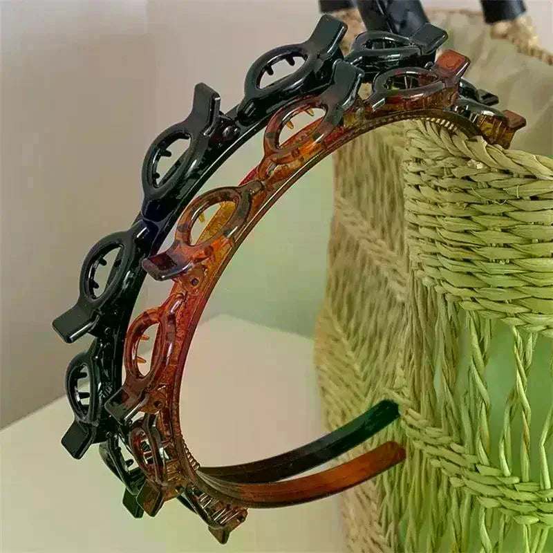 Double Layer Bands Clip Hairbands Fashion Plastic Braided Headband Zpaxo