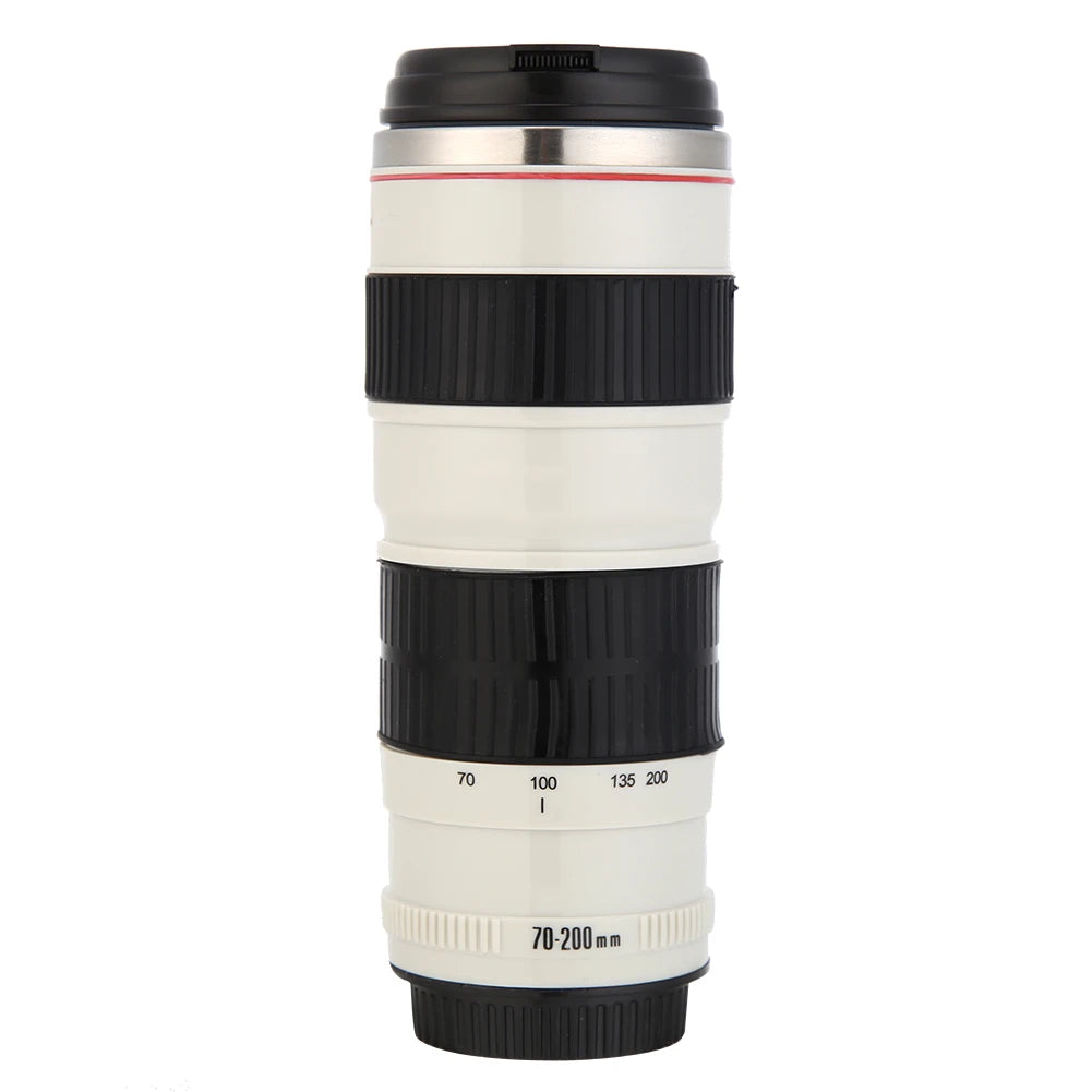 400ml Camera Lens Coffee Mug Leak Proof Photo Coffee Cup Novelty Stainless Steel Water Bottle Gifts for Lovers Valentine's Day Zpaxo WHITE China Mainland