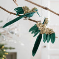 Glitter Feather Bird Christmas Ornaments – 2-Pack Handmade Christmas Ornaments Zpaxo Green