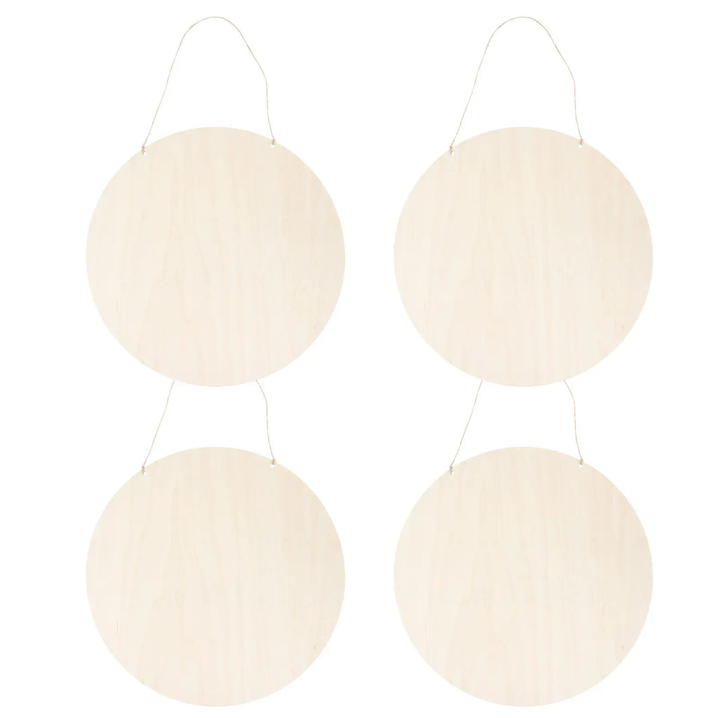 4Set Wooden Round Blank DIY Painting Plaques Hanging Wood Signs Unfinished DIY Wood Slice Art Supplies Craft Boards