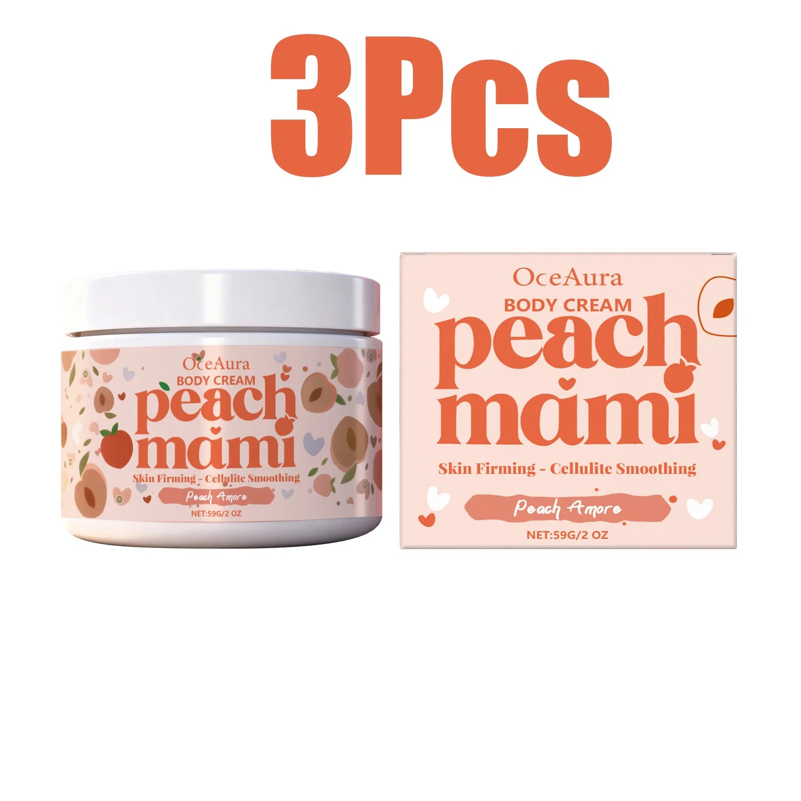 Peach Firming Body Cream Moisturizing Tightening Lifting Smoothing Skin Daily Use for Elastic Nourished & Protected Skin Zpaxo 3 x 59g Boxed