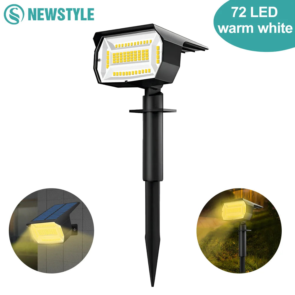 72/108 LEDs Solar Spot Lights Outdoor Waterproof 3 Mode Landscape Spotlights Solar Powered Flood Wall Light Patio Pathway Garden Zpaxo