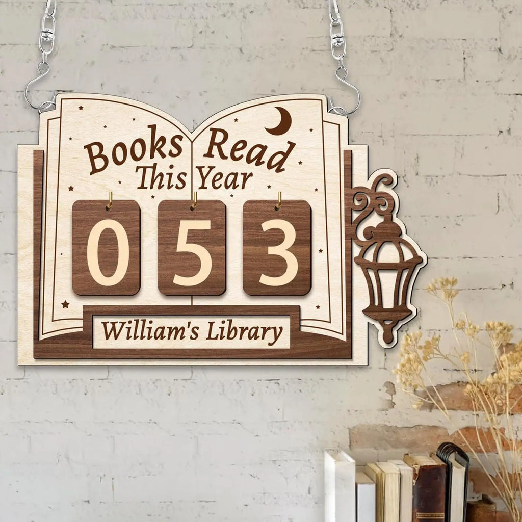 Books Read This Year Counter Wood Library Decor Book Read Tracker Board for Readers Students Teachers Librarians Writers Authors Zpaxo