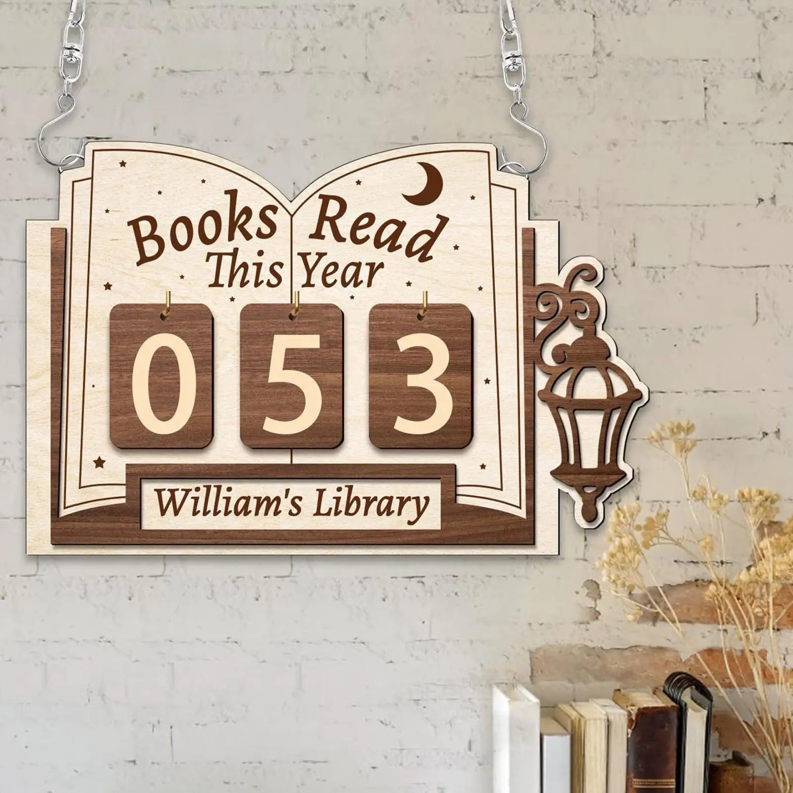 Books Read This Year Counter Wood Library Decor Book Read Tracker Board for Readers Students Teachers Librarians Writers Authors Zpaxo