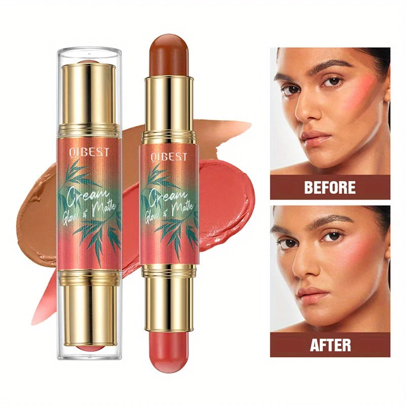 2-in-1 Grooming Stick Daily Portable Grooming Blush Light Soft Mist Makeup Effect Double Head Stick Zpaxo