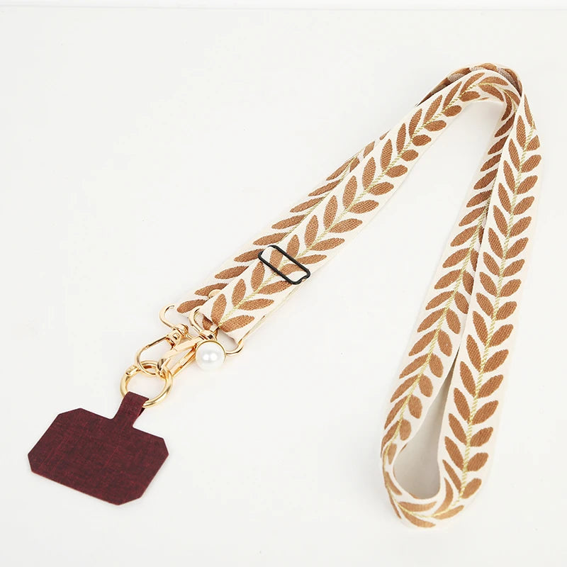 Pearl Adjustable Mobile Phone Lanyard Long Crossbody Neck Strap Zpaxo Coffee