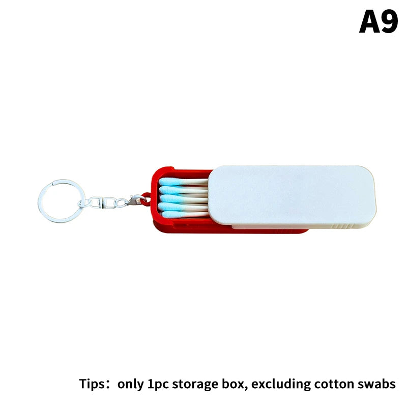CMNew Mini Sliding Cotton Swab Storage Box Keychain Portable Case Zpaxo A9