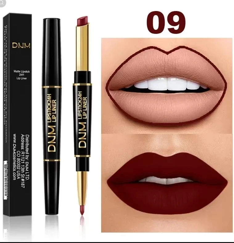 1 Matte Lipstick Pencil Double Ended Lip Liner Pen Red Nude Long Zpaxo 09