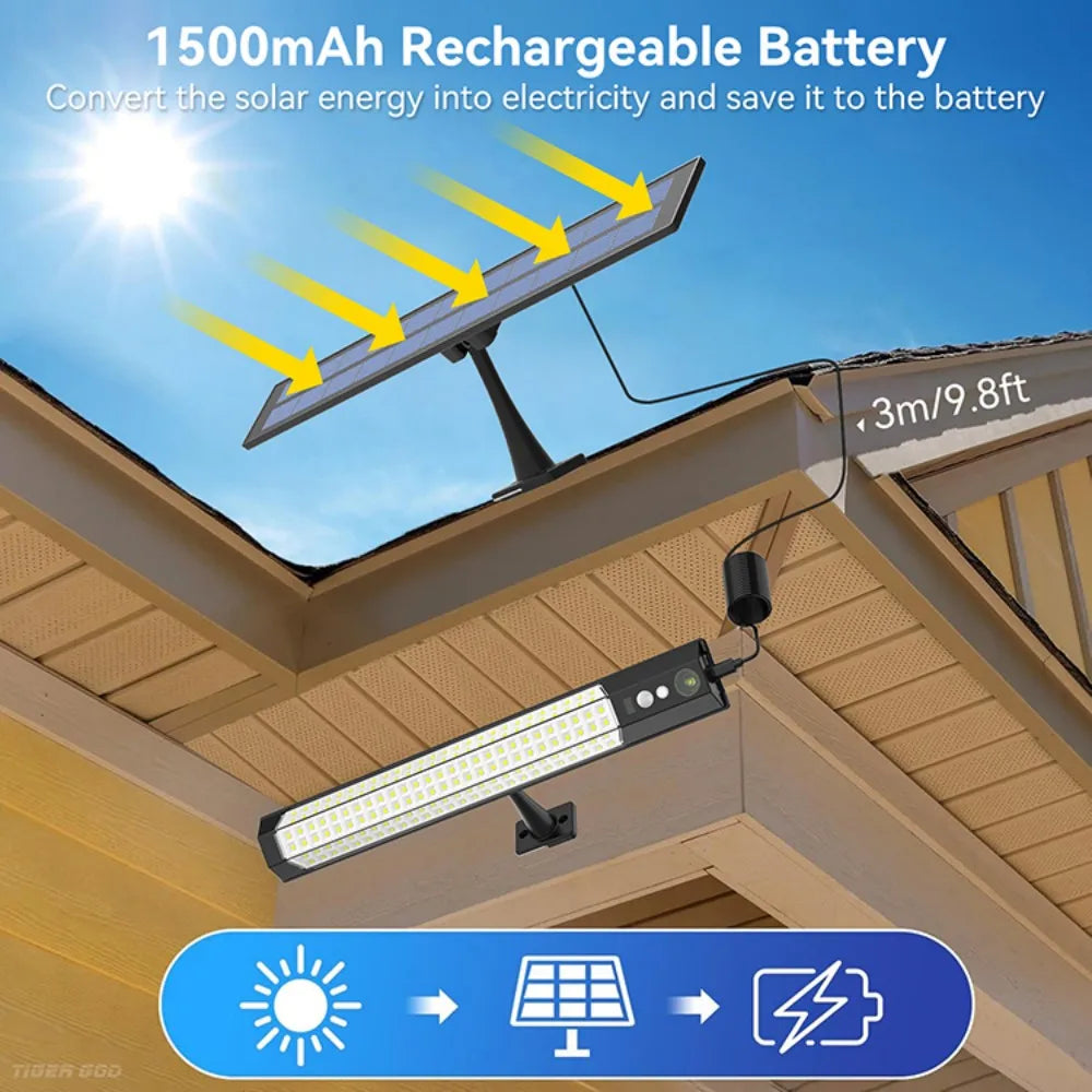 316/158 LED Solar Lamp Motion Sensor Outdoor Camping Wall Light Waterproof Solar Powered Security Light Garden Fence Garden Zpaxo