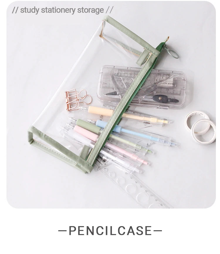 Student Transparent Pencil Case Large Capacity Pencil Case Waterproof Pen Bag Cosmetic Bag For School Stationery Office Supplies Zpaxo