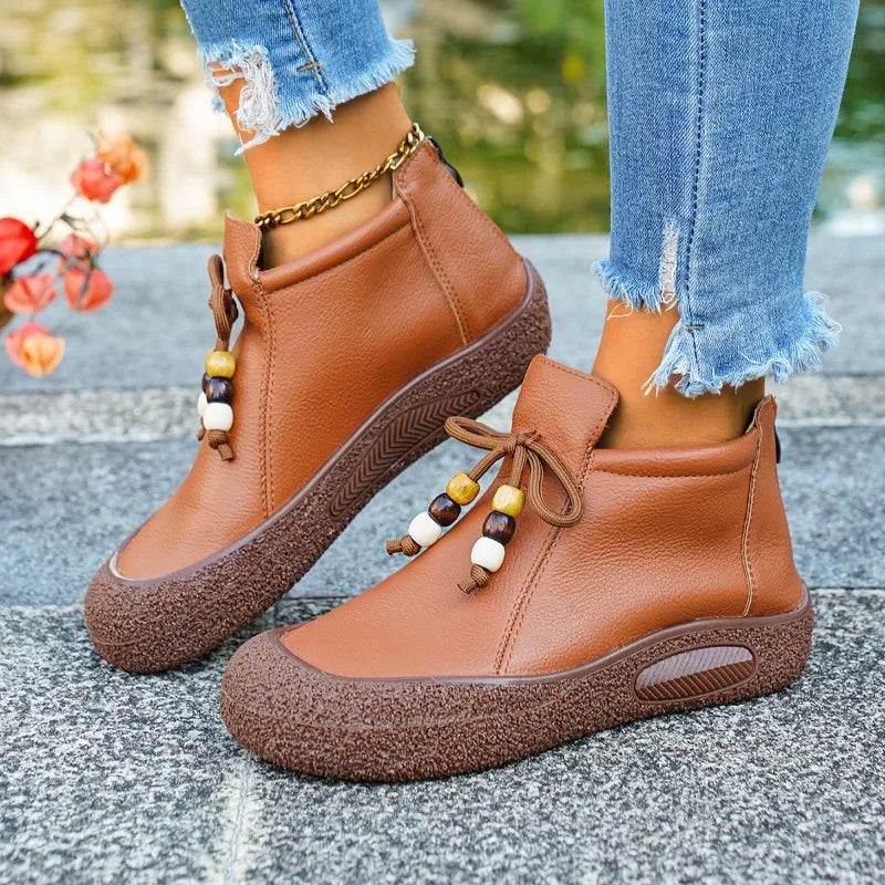 2025 New Women Boots Plus Size Comfortable Ankle Boots Retro Brand Fashion Boots Ladies Autumn Winter Soft Leather Shoes Women Zpaxo
