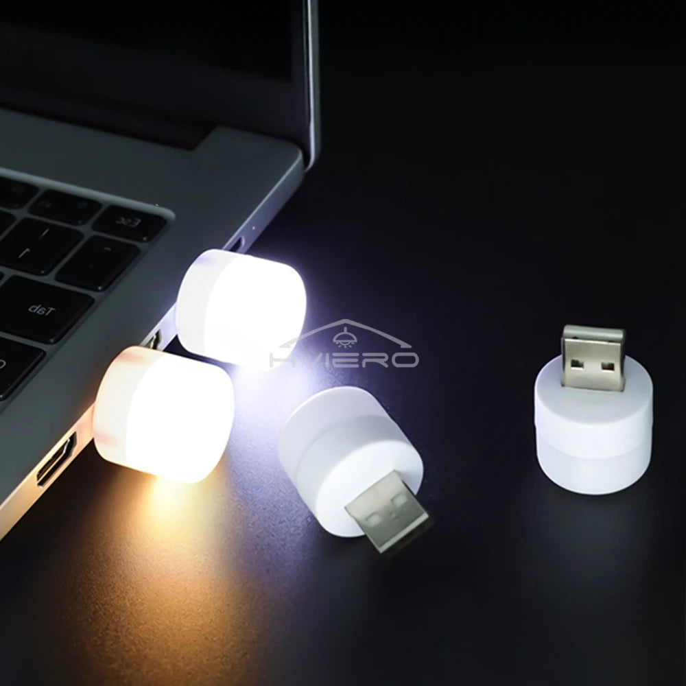 USB LED Plug Night Light – Warm & White | Book Lamp