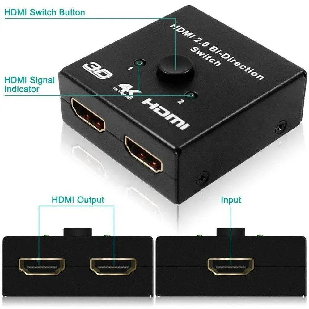 HDMI-compatible 2 0 Port 4K 1080P 2x1 1x2 Switch KVM Bi Directional