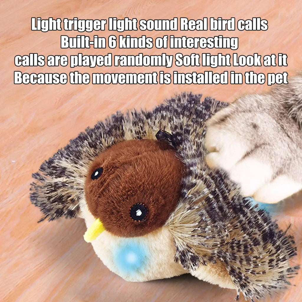 USB Rechargeable Flapping Bird Cat Toy Touch Activated Chirping