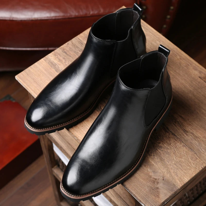 Brown Burnished Leather Lace Up Chunky Sole Formal Business Office Zpaxo