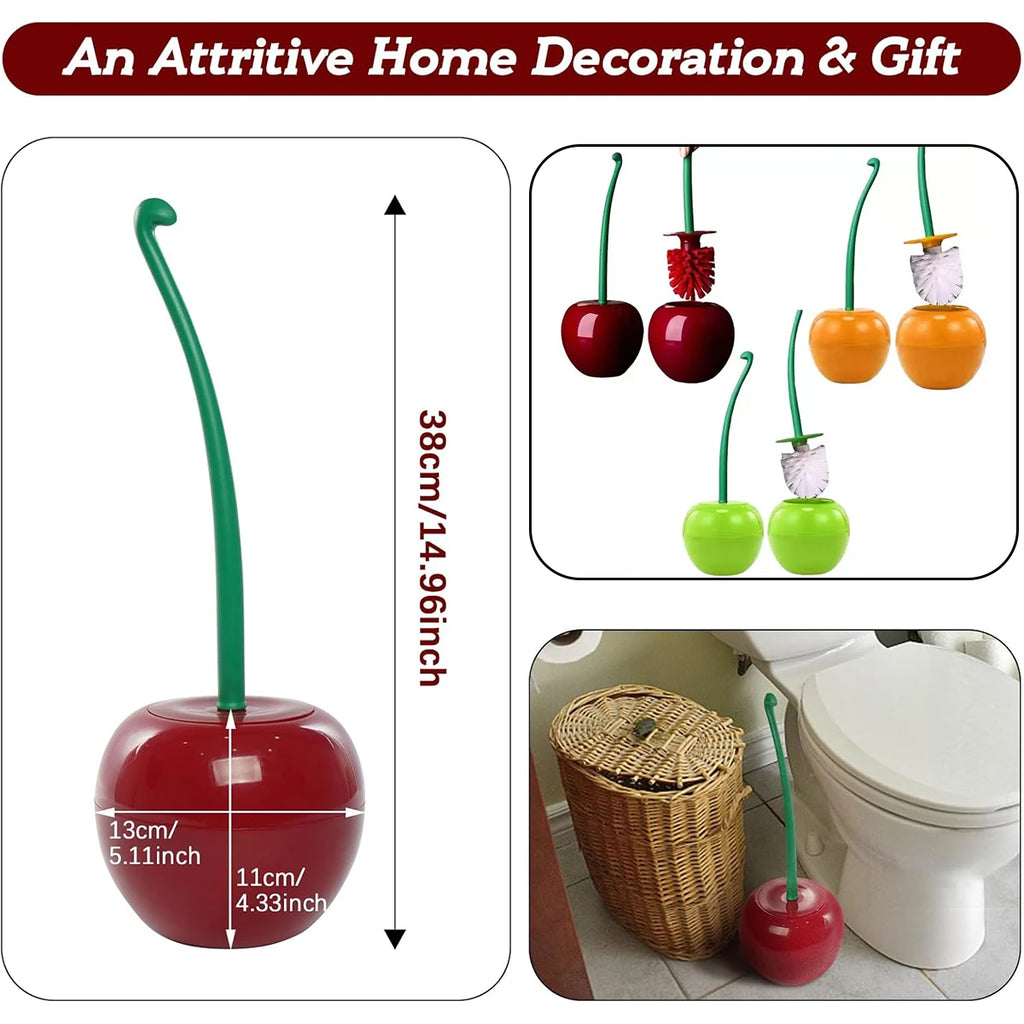 Cherry-Shaped Toilet Brush Set with Holder – 3 Colors