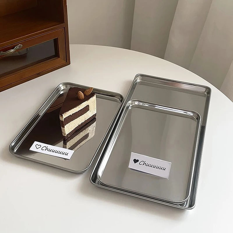Nordic Rectangle Stainless Steel Tray Buffet Presentation Food