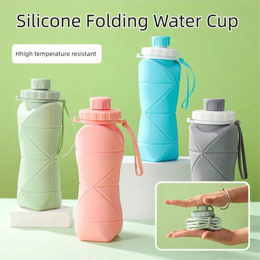 1Pc 600mlLarge Collapsible Silicone Cup-Portable Travel Water Bottle for Outdoor, Food-Grade with Fresh Colors, Foldable Design Zpaxo
