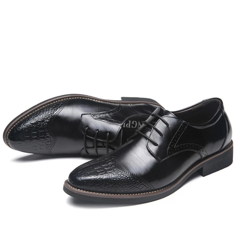 Mens Multi Croc Embossed Brogue Oxfords Classic Lace Up Formal Dress Zpaxo 2578Black 42 China Mainland