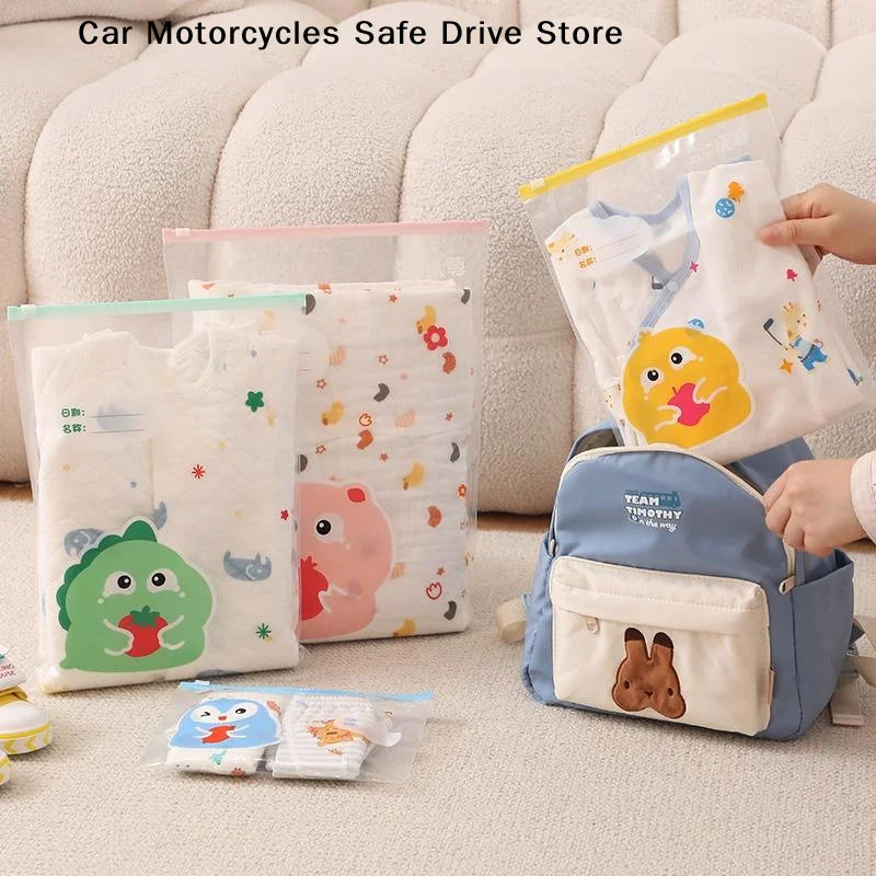 M5 Cute Cartoon Baby Clothing Storage Bags Waterproof Resealable