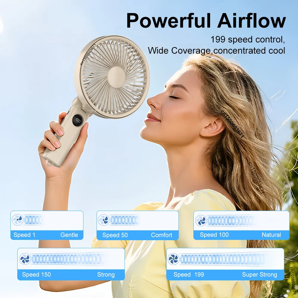 Portable Handheld Fan Folding Camping 3600mAh Desktop USB