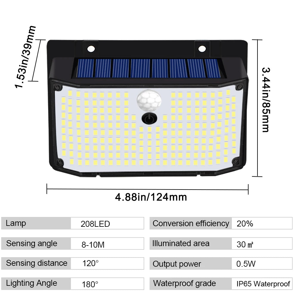 Solar Lights Outdoor 158 LED Wall Lamp Waterproof Wireless Motion Zpaxo
