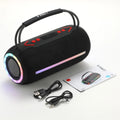 PRO7 BOOMBOX bluetooth speaker portable RGB colorful light waterproof wireless subwoofer 360 stereo surround TWS FM boombox Zpaxo Black Small