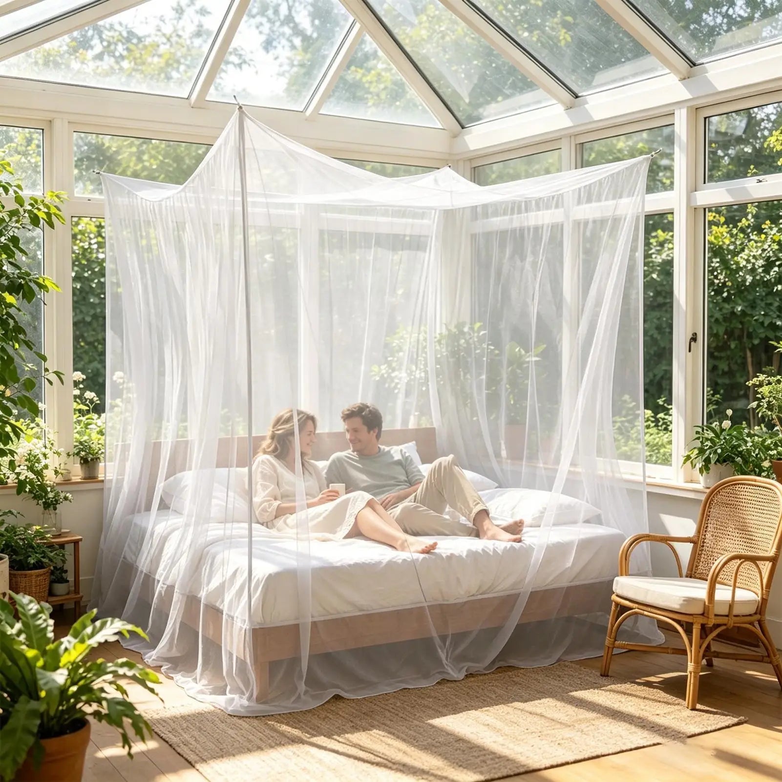 Four-Door Square Mosquito Canopy Net – Bed, Patio & Camping Mosquito Canopy Net Zpaxo