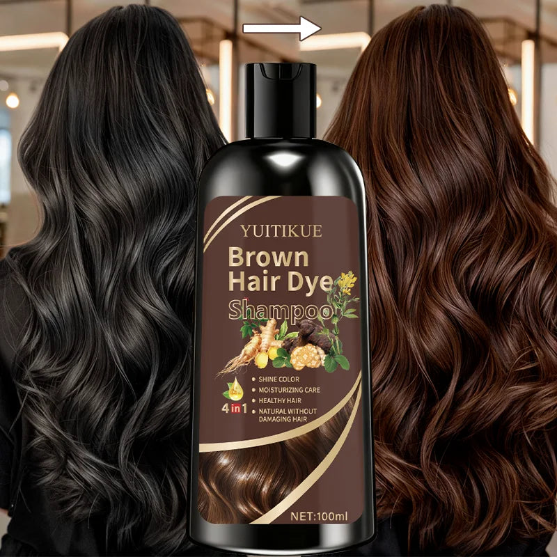 YUITIKUE Brown Hair Dye Shampoo – 4-in-1 Plant Formula 100ml Hair Dye Shampoo Zpaxo Default Title